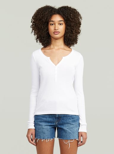 Deep V Henley Slim Top